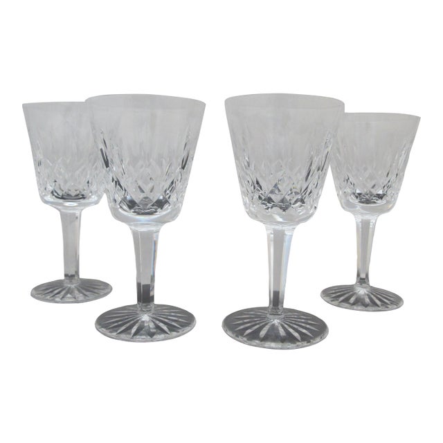 Mid 20th Century Waterford Cut Crystal Lismore Claret Wine Glass Stemware Set of 4 For Sale