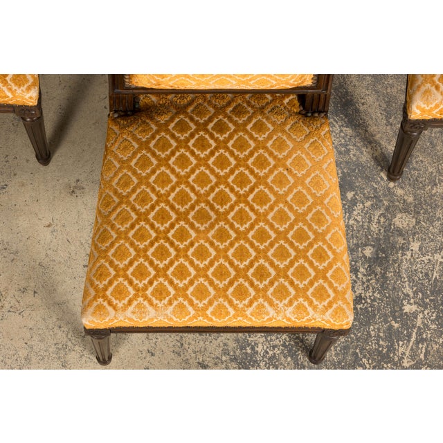 Early 20th Century Set of Six Early 20th Century French Louis XVI Walnut Dining Chairs For Sale - Image 5 of 18