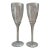 Vintage Handmade Etched Grapevine Champagne Glasses With Tulip Stems – Set of 2 For Sale
