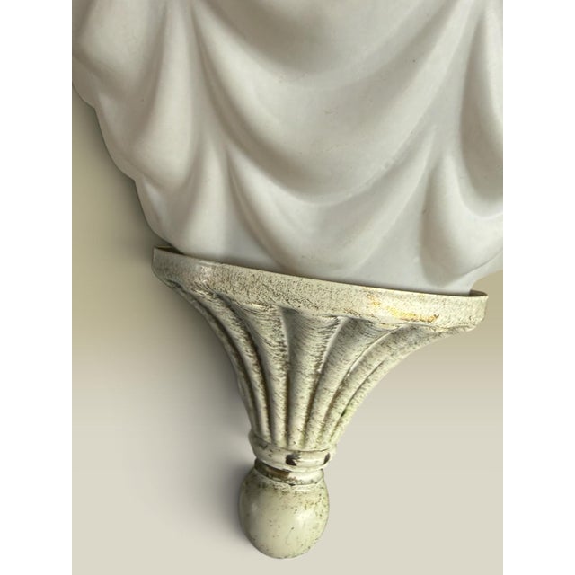 Glass Vintage Hollywood Regency Pineapple Milk Glass Swag Lamps - Pair For Sale - Image 7 of 11