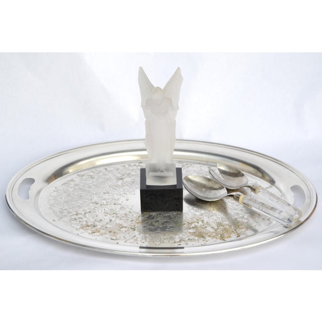 1920s Early 20th Century Distressed Look Gorham Oval Silver Plate Platter Butler Tray For Sale - Image 5 of 10