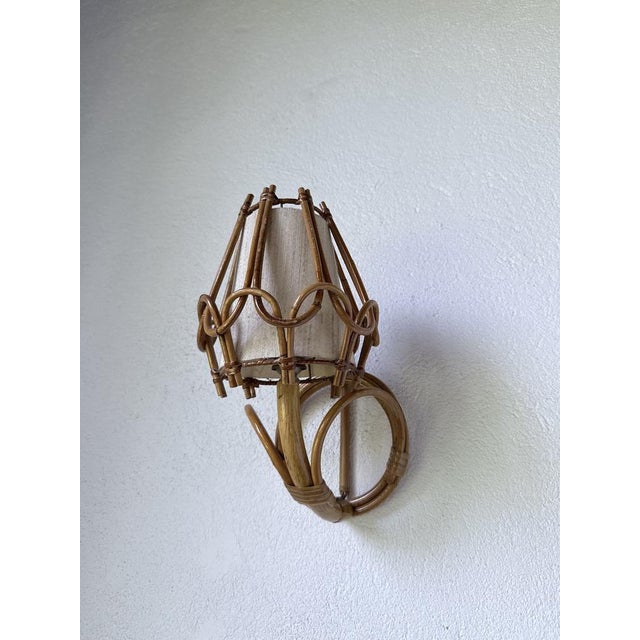 Rattan Wall Sconces by Louis Sognot, 1960, Set of 2 For Sale - Image 14 of 18