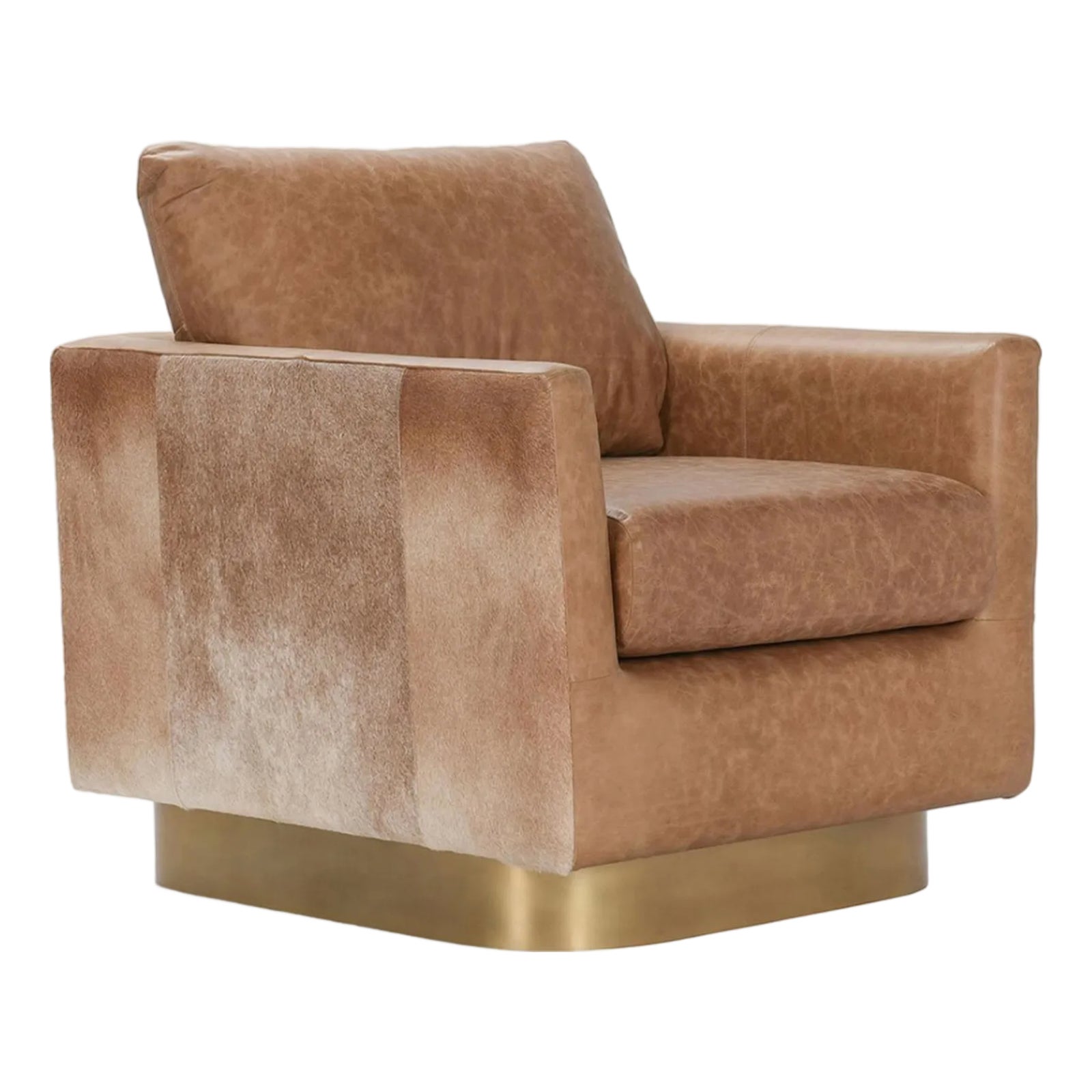 Caramel Leather & Hide Accent Chair | Chairish