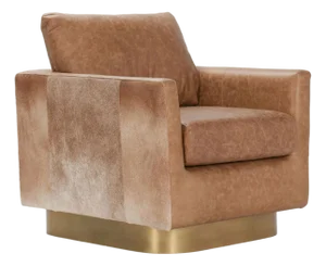 Caramel Leather & Hide Accent Chair