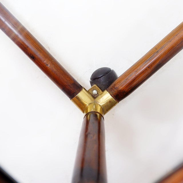 Brown Coffee Table in Bamboo and Brass with Glass Top by Tommaso Barbi, 1960s For Sale - Image 8 of 14