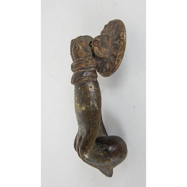 Antique Brass Lady Hand Door Knocker For Sale - Image 4 of 7