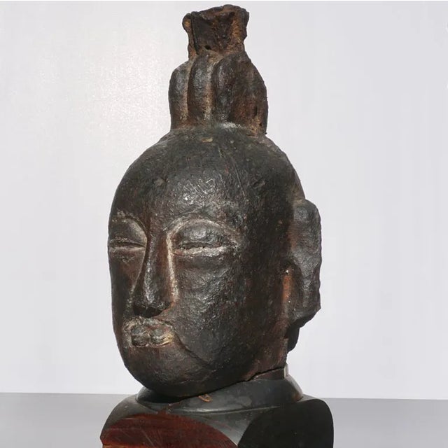 Song to Ming Dynasty Cast Iron Daoist Buddhist Head For Sale - Image 4 of 10