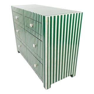 Exquisite Moroccan Resin Inlay Striped Chest of Drawers For Sale
