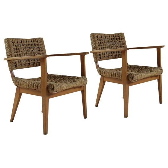 Set of Bridge Armchairs attributed to Audoux Et Minet, France, 1950s For Sale