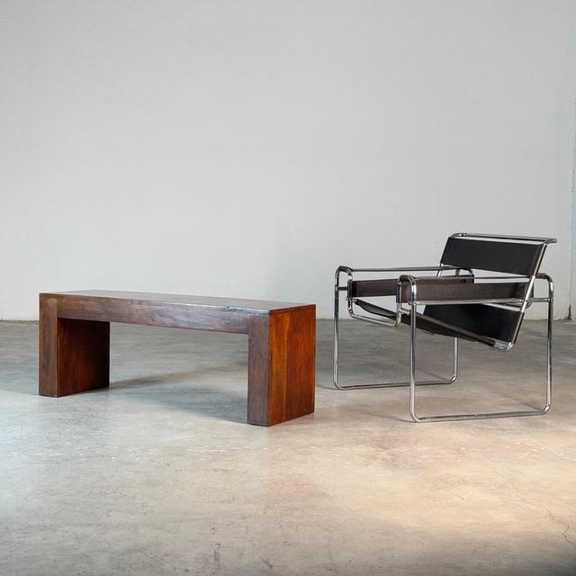 1970s Minimalist Sculptural Walnut Bench, Italy 1970s For Sale - Image 5 of 18