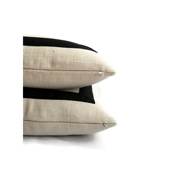 Jane Churchill Darwin in Cream With Black Square Ribbon Embellished Pillow Cover - 20" X 20" For Sale - Image 4 of 6