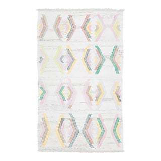 Kilim Flatweave Beige Wool Rug With Modern Geometric Pattern For Sale