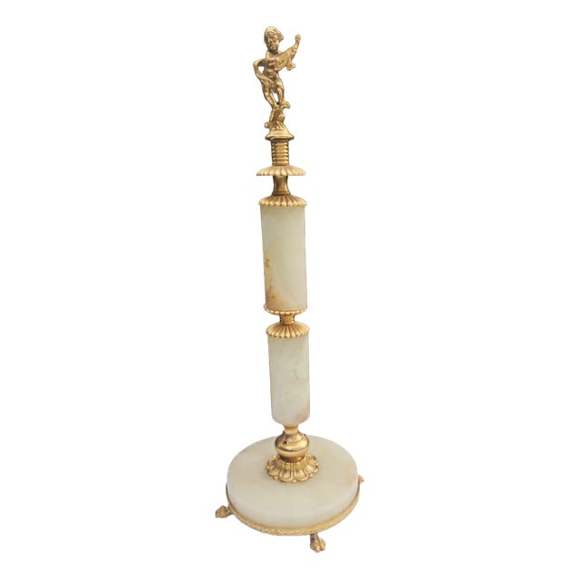 Brass Onyx Column, 1950s For Sale