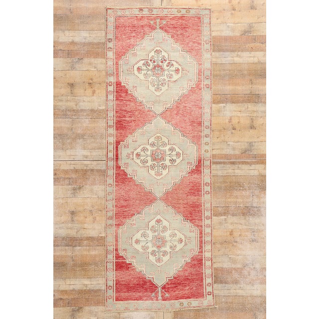 Vintage Red Turkish Oushak Rug Runner - 03'08 X 10'02 For Sale - Image 9 of 9