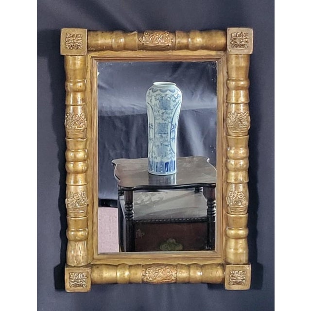 Traditional Antique 19th Century American Federal Gilded Wall Mirror Gold Wood Small Mirror For Sale - Image 3 of 12