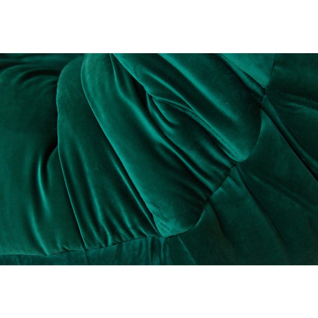 Bottle Green Velvet Togo Corner Chair by Michel Ducaroy for Ligne Roset, 1970 For Sale - Image 10 of 11