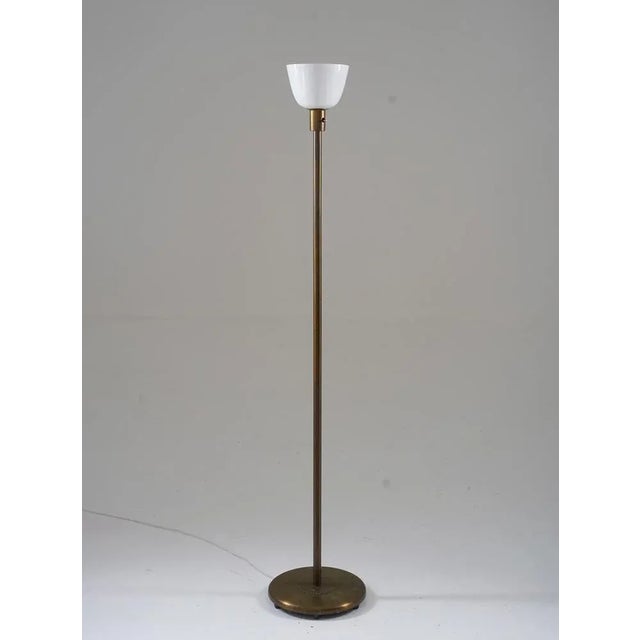 Swedish Brass and Teak Floor Lamp attributed to Böhlmarks, 1940s For Sale - Image 3 of 9