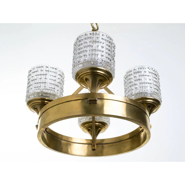Pressed Glass and Brass German Chandelier Chairish