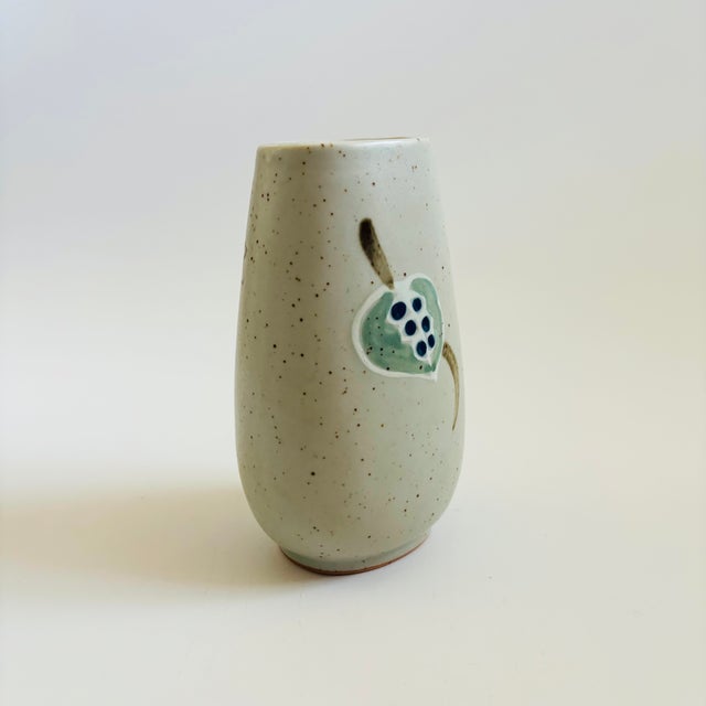 Mid-Century Modern Mid Century Floral Pottery Vase For Sale - Image 3 of 9