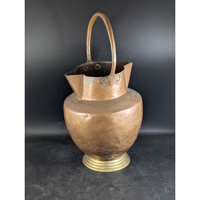 19th Century Copper Water Pitcher Jig Double Spout Brass Base 16" For Sale In New York - Image 6 of 10