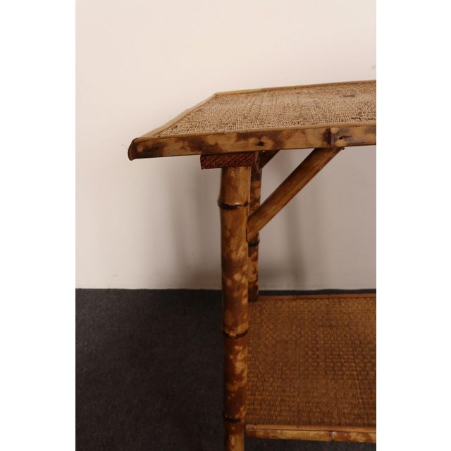 Antique Aesthestic Movement Victorian Burnt Bamboo Tortoise Shell Side Table For Sale - Image 12 of 14