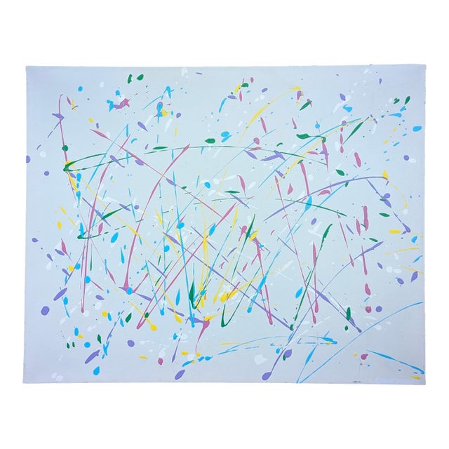 Original Abstract Expressionist Splatter Painting on Canvas For Sale
