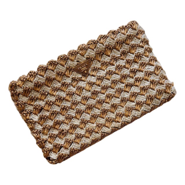 Vintage Prada Raffia Clutch For Sale