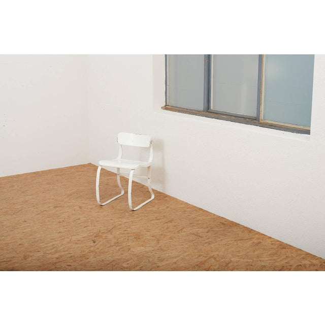Health Chair in White Lacquered Metal and Flat Steel Base by Herman A. Sperlich for Ironrite, 1938 For Sale - Image 11 of 13