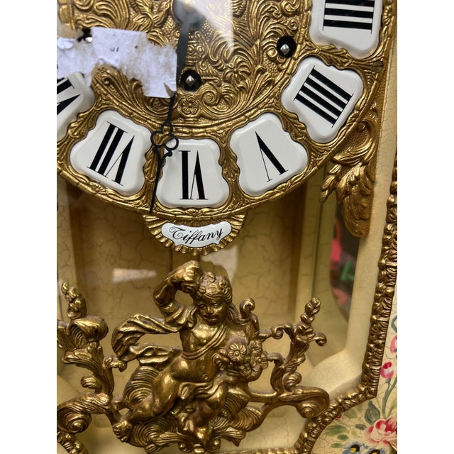Traditional Vintage-Tiffany Mantle Shelf Clock Franz Hermle Made in Italy 1978 For Sale - Image 3 of 6