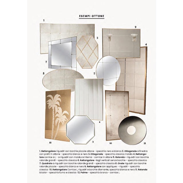 Brass Diamond Studs Distressed Mirror from Pescetta Home Decoration For Sale - Image 15 of 18