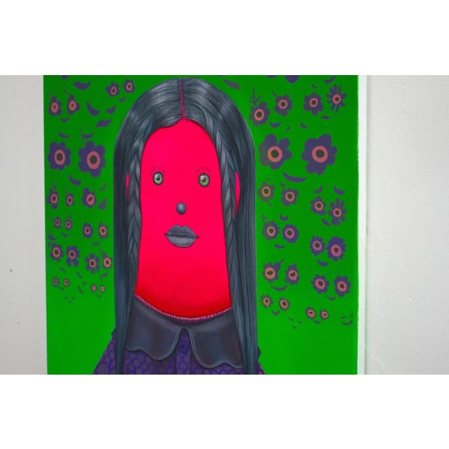 Plastic Natasha Lelenco, Surreal Figurative Portrait, 2025, Acrylic Painting For Sale - Image 7 of 11