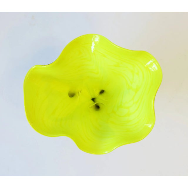 Electric Yellow Organic Modern Art Glass Sculpture Vase For Sale - Image 8 of 13