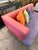 Lavender Lavender Micro-Suede + Rose Pink Leather Chaise Sofa For Sale - Image 8 of 12
