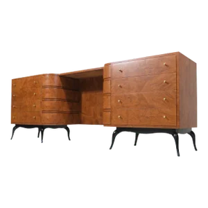 Mid 20th Century Giuseppe Scapinelli Brazilian Modern Burled Vanity Cabinet