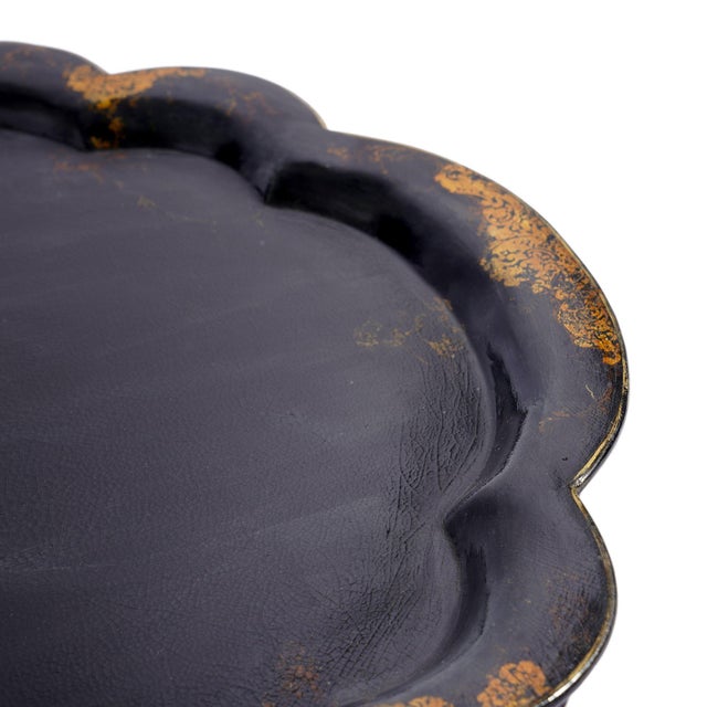 English Paper Mache Tea Tray With Scalloped Edge, 1850's For Sale In Chicago - Image 6 of 8