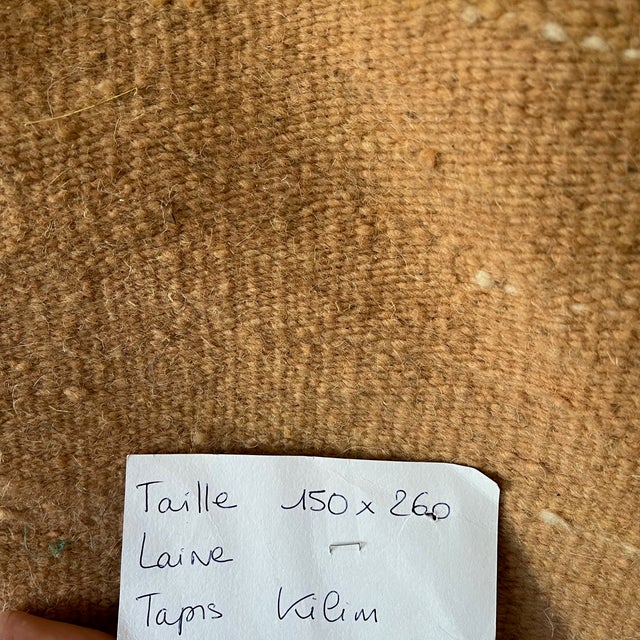 Moroccan Wool Kilim Rug For Sale - Image 4 of 6