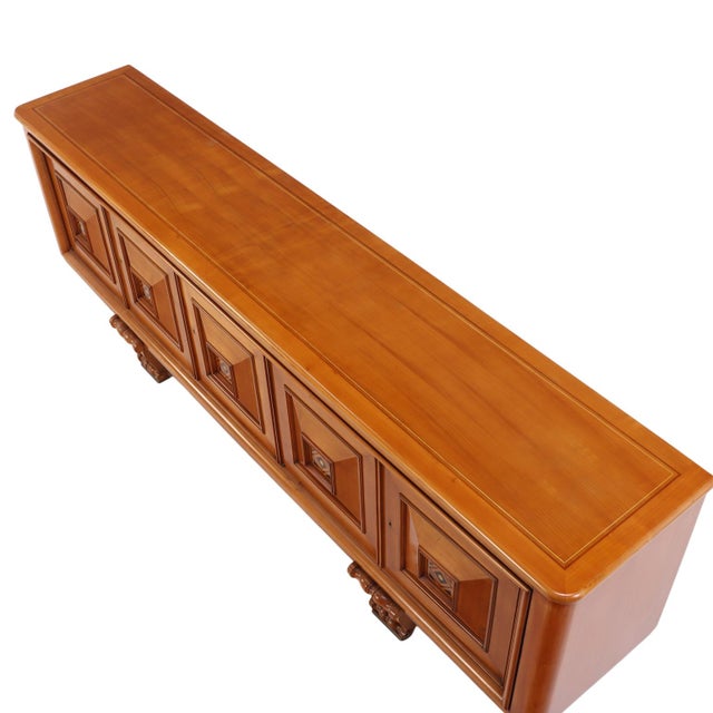 1940s An Important French Art Deco Cherrywood Sideboard / Enfilade, C. 1940. For Sale - Image 5 of 9