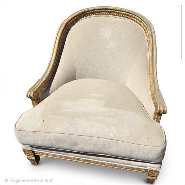 Late 19th Century Louis XVI-Style Gilded Accent Armchair (Or Bergère) For Sale - Image 4 of 5