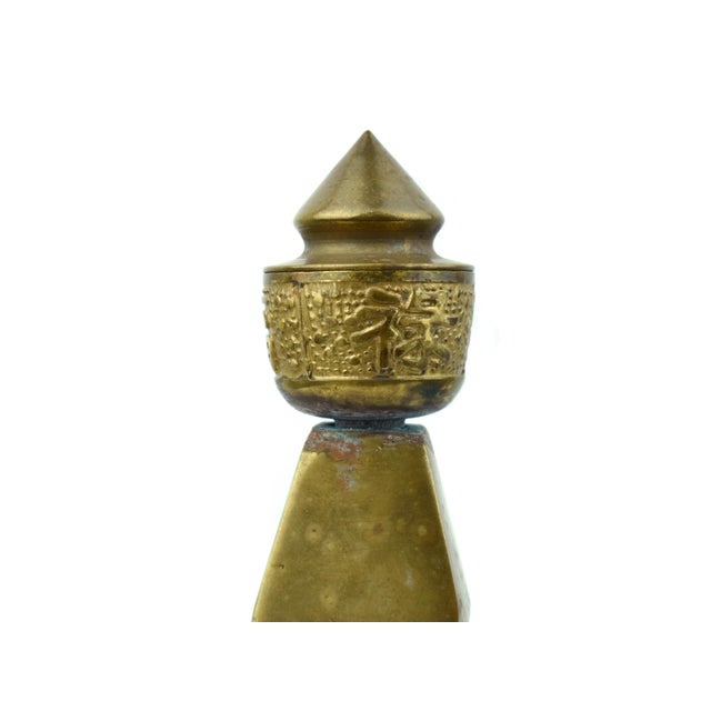 Vintage Brass 5 Element Pagoda Protection Figurine For Sale - Image 4 of 7