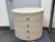 Design Plus Gallery presents the Beatrice Modern Classic Cream Painted Linen Oval Nightstand from Kathy Kuo. An oval case...