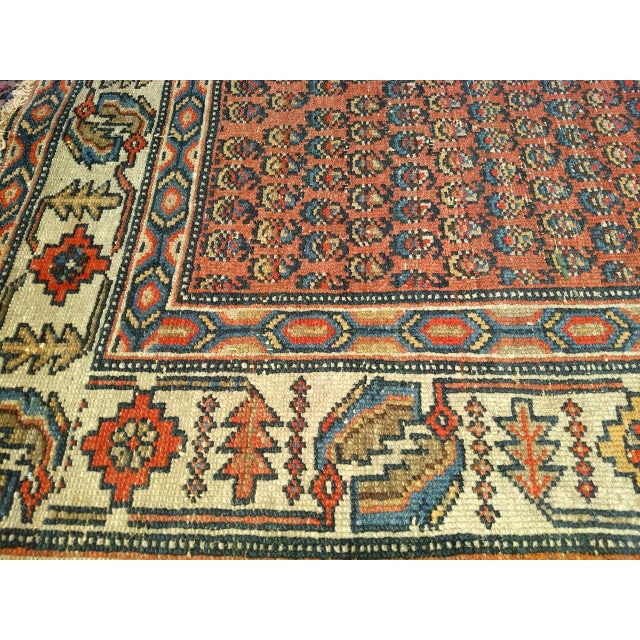 1900 - 1909 Antique Persian Malayer Rug, Hand-Knotted Wool, Paisley Pattern, 4x6, Brick Red & Ivory For Sale - Image 5 of 17
