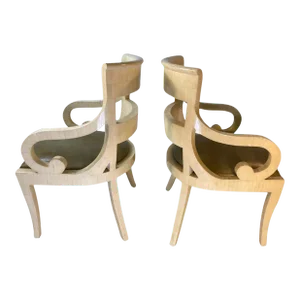 1970s Modern Enrique Garcel Tessellated Bone Armchairs - A Pair