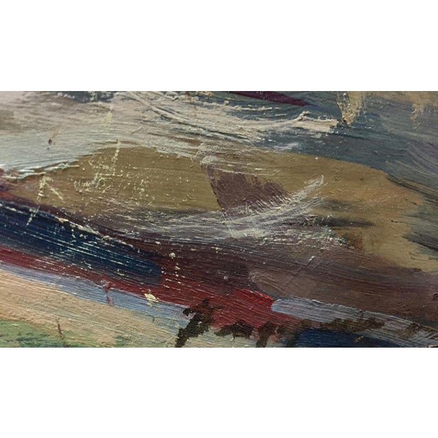 Brown 1970s Oil Painting City Landscape For Sale - Image 8 of 10