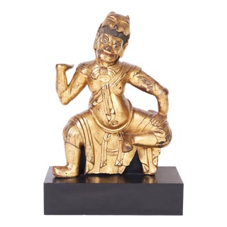 Late 19th Century Architectural Remnant of a Carved Wood Japanese Dancing Figure For Sale