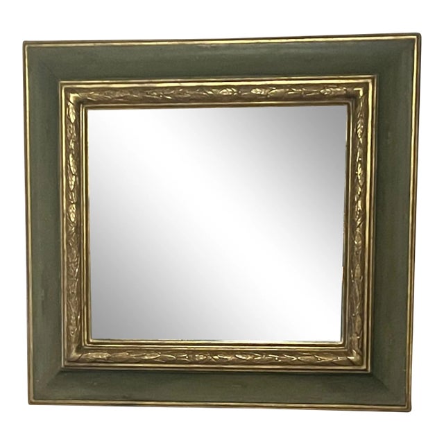 Paul Ferrante Alana 22k Gold Leaf & Olive Green Antiqued Mirror For Sale