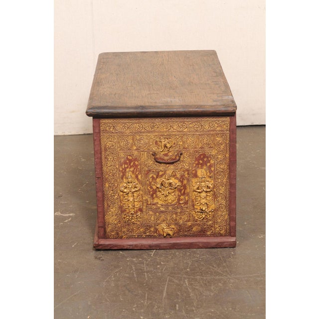 Ornate Burmese Chest W/Orig. Finish From the Early 20th C. For Sale - Image 4 of 12