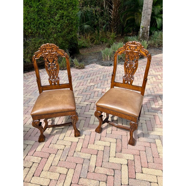 Late 20th Century Late 20th Century 4 Fruit Wood Finish Dutch Chippendale Style Dining Chairs For Sale - Image 5 of 7