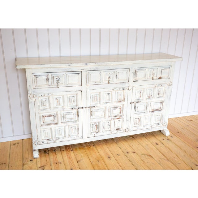 Ivory Vintage Spanish Sideboard in Oak, 1920s For Sale - Image 8 of 18
