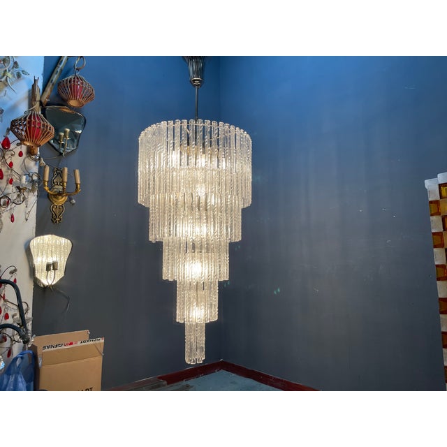 Large Murano Glass Rod Chandelier, Italy, 1980s For Sale - Image 4 of 18