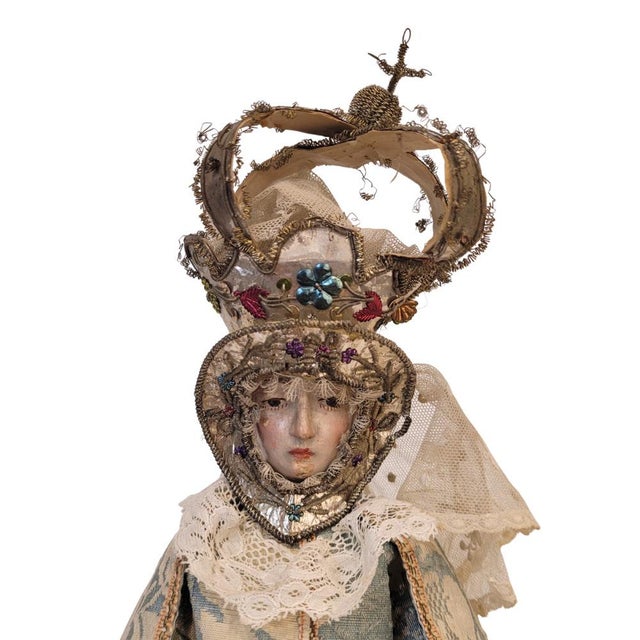 Dressed Image of the Crowned Virgin Mary, Late 18th Century For Sale - Image 3 of 18